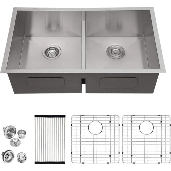 Lordear 36" Stainless Steel Undermount 50/50 Double Bowl Kitchen Sink  from Lordear