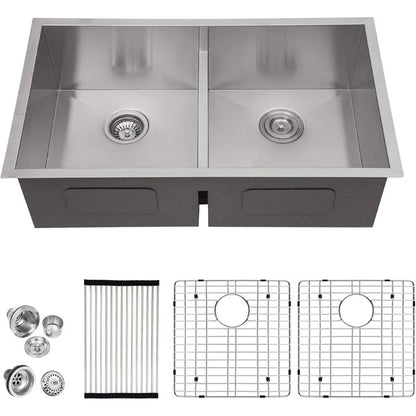 Lordear 36" Stainless Steel Undermount 50/50 Double Bowl Kitchen Sink  from Lordear