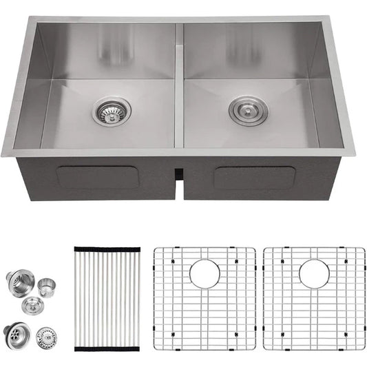 Lordear 36" Stainless Steel Undermount 50/50 Double Bowl Kitchen Sink  from Lordear