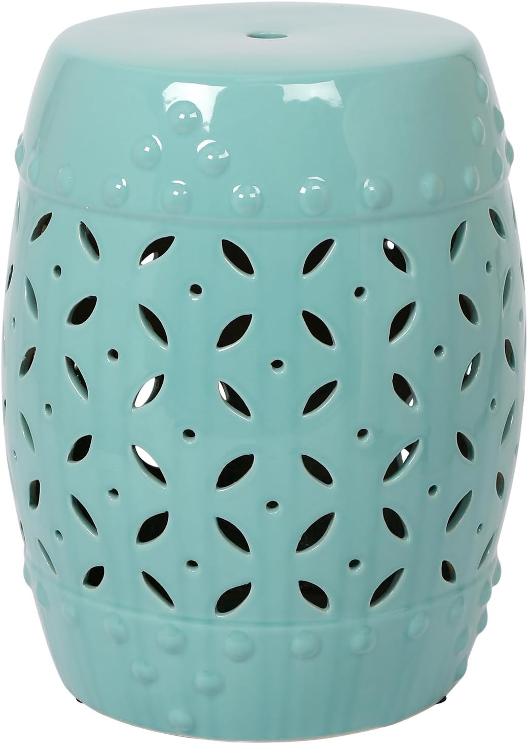 Lordear 17'' Ceramic Garden Stool Blue/White Drum Seat for Indoor Outdoor Patio, Spill-Proof Side Table, Plant Stand, Coastal Contemporary Decor  from Lordear
