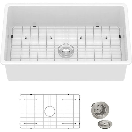Lordear 32" White Ceramic Undermount Single Bowl Kitchen Sink  from Lordear