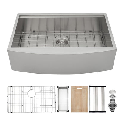 Lordear 33" Stainless Steel Single Bowl Apron Front Workstation Farmhouse Kitchen Sink  from Lordear