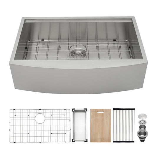 Lordear 33" Stainless Steel Single Bowl Apron Front Workstation Farmhouse Kitchen Sink  from Lordear