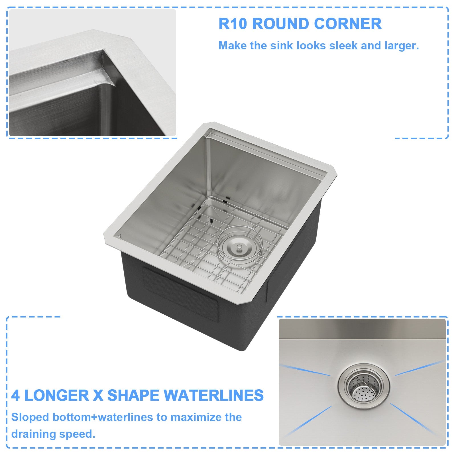 Lordear 15" Stainless Steel Undermount Single Bowl Workstation Bar Sink  from Lordear