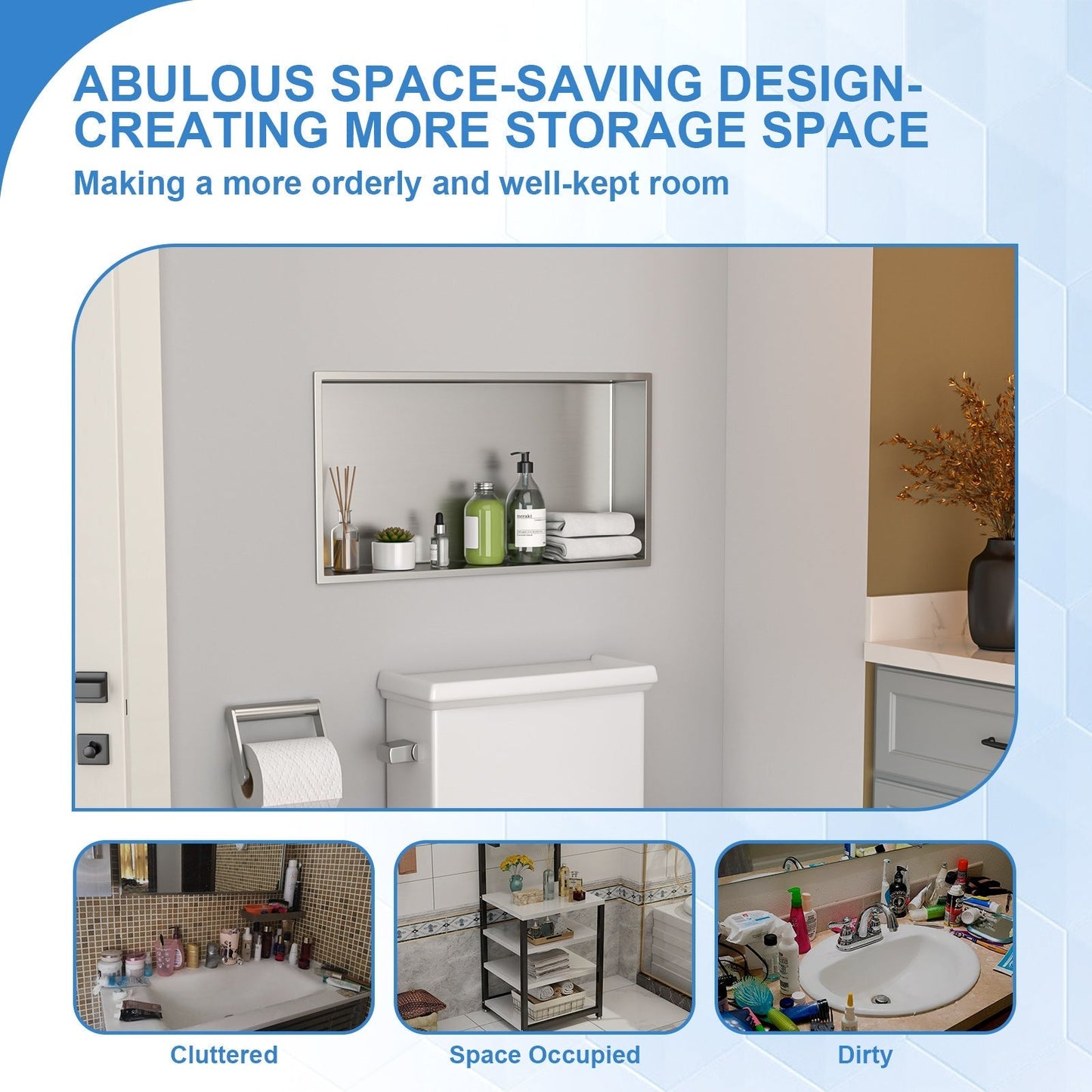 Lordear 24" x 12" Stainless Steel Rectangle Built-in Bathroom Niche  from Lordear