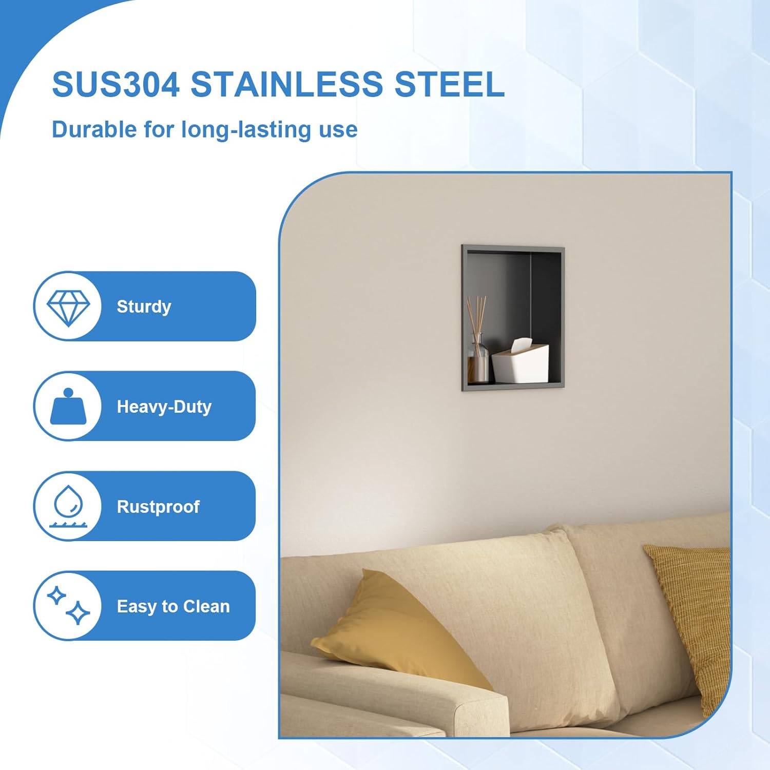 Lordear 12" x 12" Stainless Steel Bathroom Square Recessed Wall Niche  from Lordear