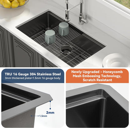 Lordear 33" Stainless Steel Honeycomb Nano Undermount Single Bowl Workstation Kitchen Sink  from Lordear