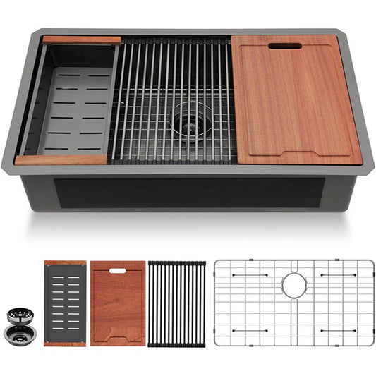 Lordear 33" Stainless Steel Honeycomb Nano Undermount Single Bowl Workstation Kitchen Sink  from Lordear