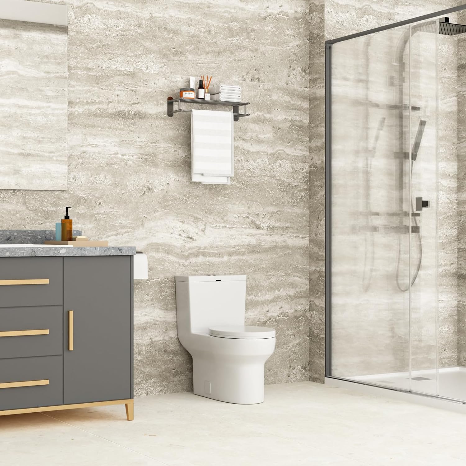 Lordear White Ceramic Floor Mounted Push Button One Piece Elongated Bidet Toilet with Comfort Soft Seat  from Lordear