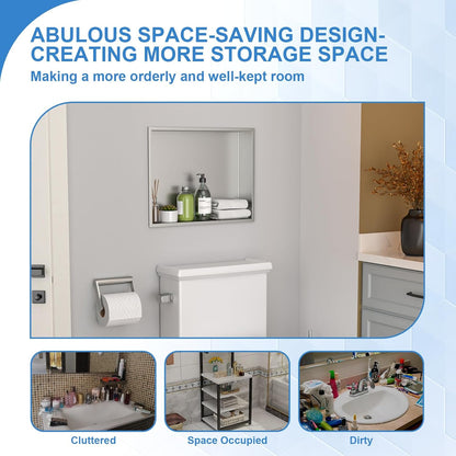 Lordear 18" x 14" Stainless Steel Bathroom Rectangle Recessed Wall Niche