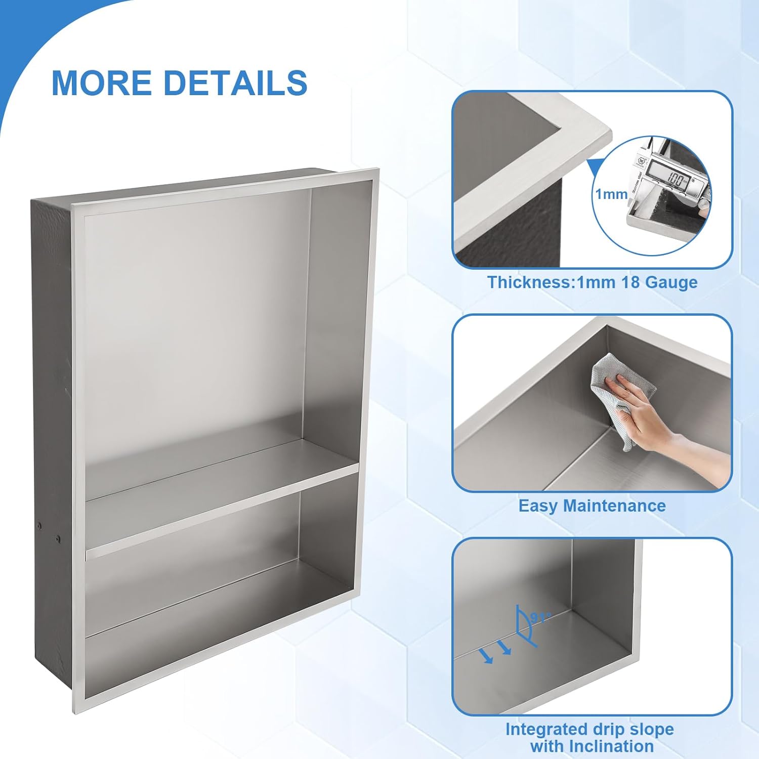 Lordear 21" x 17" Stainless Steel Rectangle Double Built-in Bathroom Niche  from Lordear