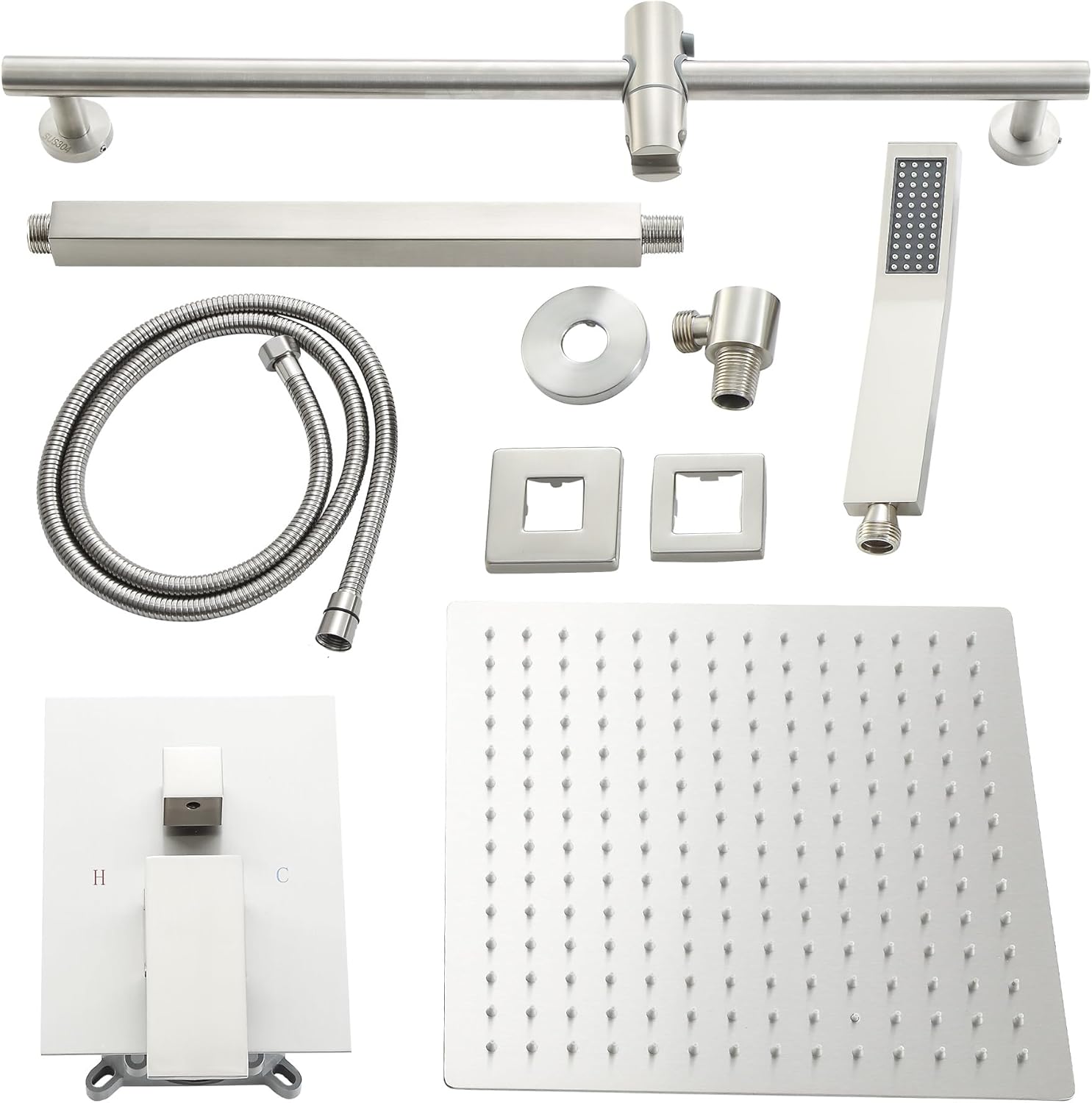 Lordear 16" Stainless steel Square Ceiling Mounted Rain Shower Head with Handheld Shower  from Lordear