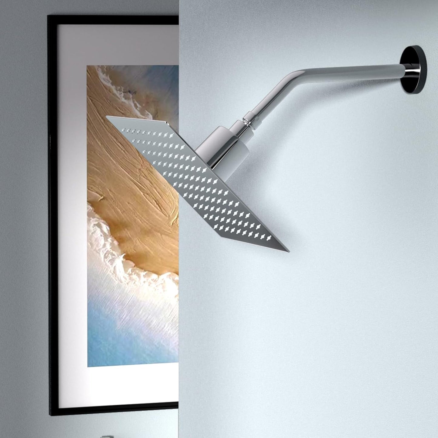 Lordear 8" Stainless Steel Square Wall Mounted Waterfall High Pressure Filtered Shower Head  from Lordear