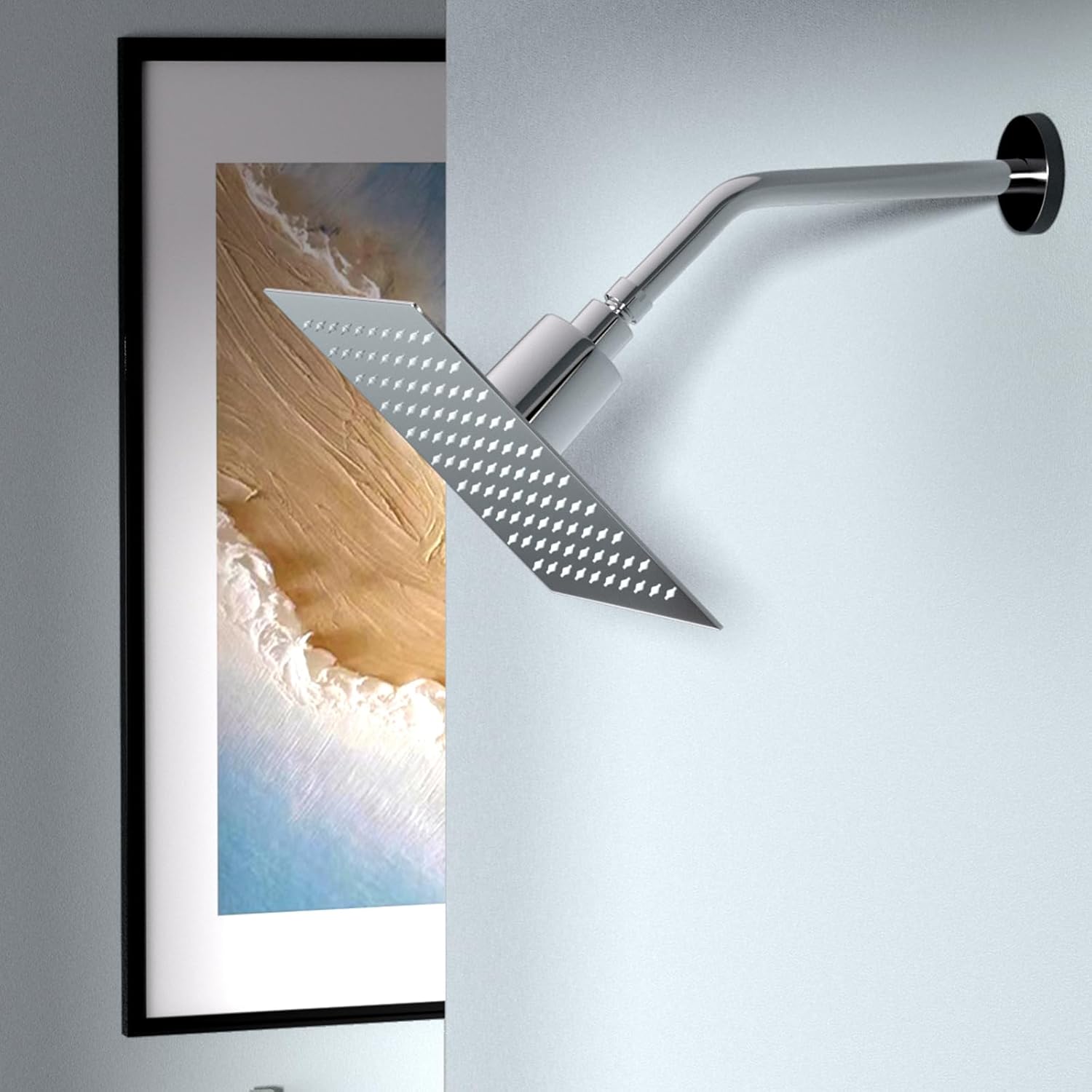 Lordear 8" Stainless Steel Square Wall Mounted Waterfall High Pressure Filtered Shower Head  from Lordear