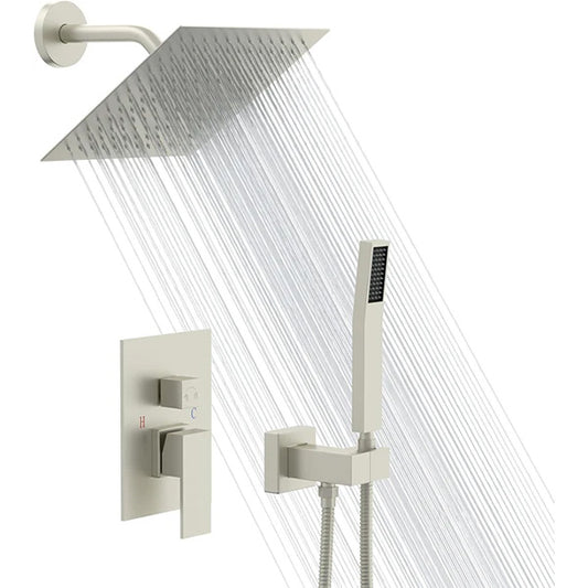Lordear 8" Stainless Steel Wall Mounted Rain Shower Head with Handheld and Brass Valve  from Lordear