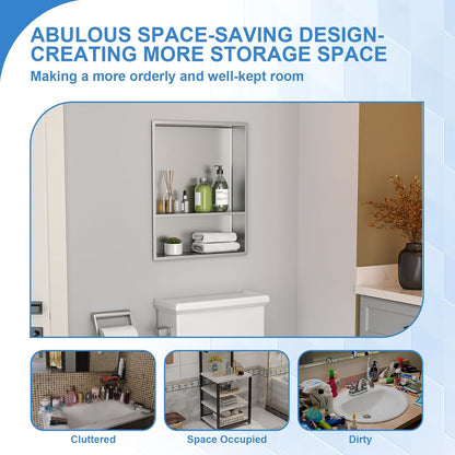 Lordear 21" x 17" Stainless Steel Rectangle Double Built-in Bathroom Niche  from Lordear