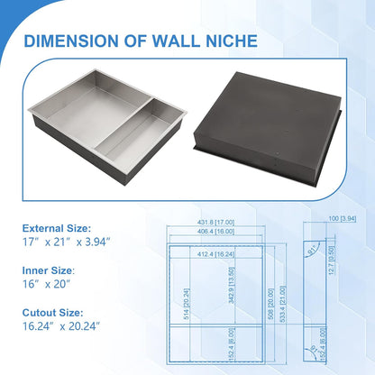 Lordear 21" x 17" Stainless Steel Rectangle Double Built-in Bathroom Niche  from Lordear