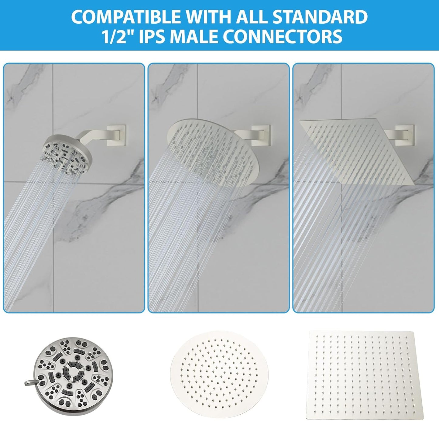 Lordear 6" Stainless Steel Wall Mounted Rain Shower Head Extension Shower Arm  from Lordear