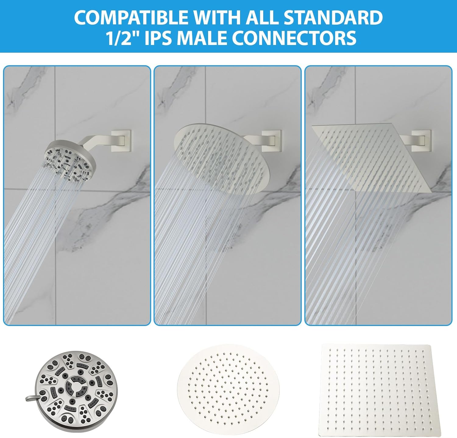 Lordear 6" Stainless Steel Wall Mounted Rain Shower Head Extension Shower Arm  from Lordear