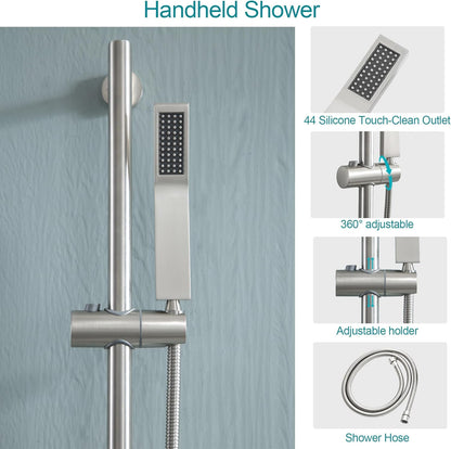 Lordear 16" Stainless steel Square Ceiling Mounted Rain Shower Head with Handheld Shower  from Lordear
