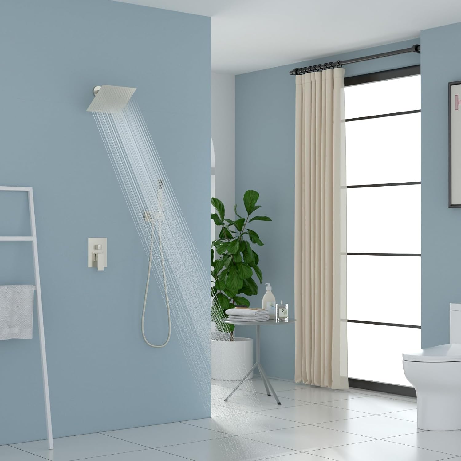 Lordear 8" Stainless Steel Wall Mounted Rain Shower Head with Handheld and Brass Valve  from Lordear