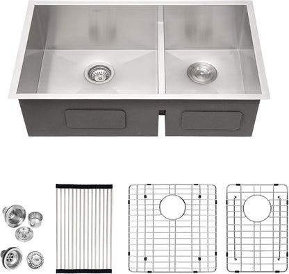 Lordear 28" Stainless Steel Double Bowl Undermount Low Divide Kitchen Sink  from Lordear