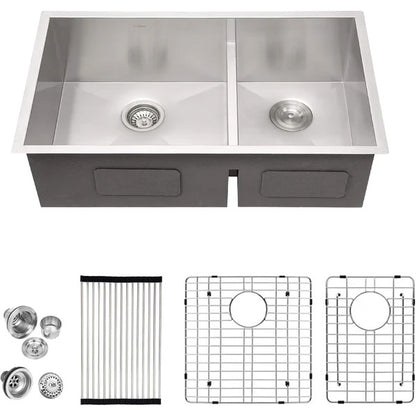 Lordear 28" Stainless Steel Double Bowl Undermount Low Divide Kitchen Sink  from Lordear