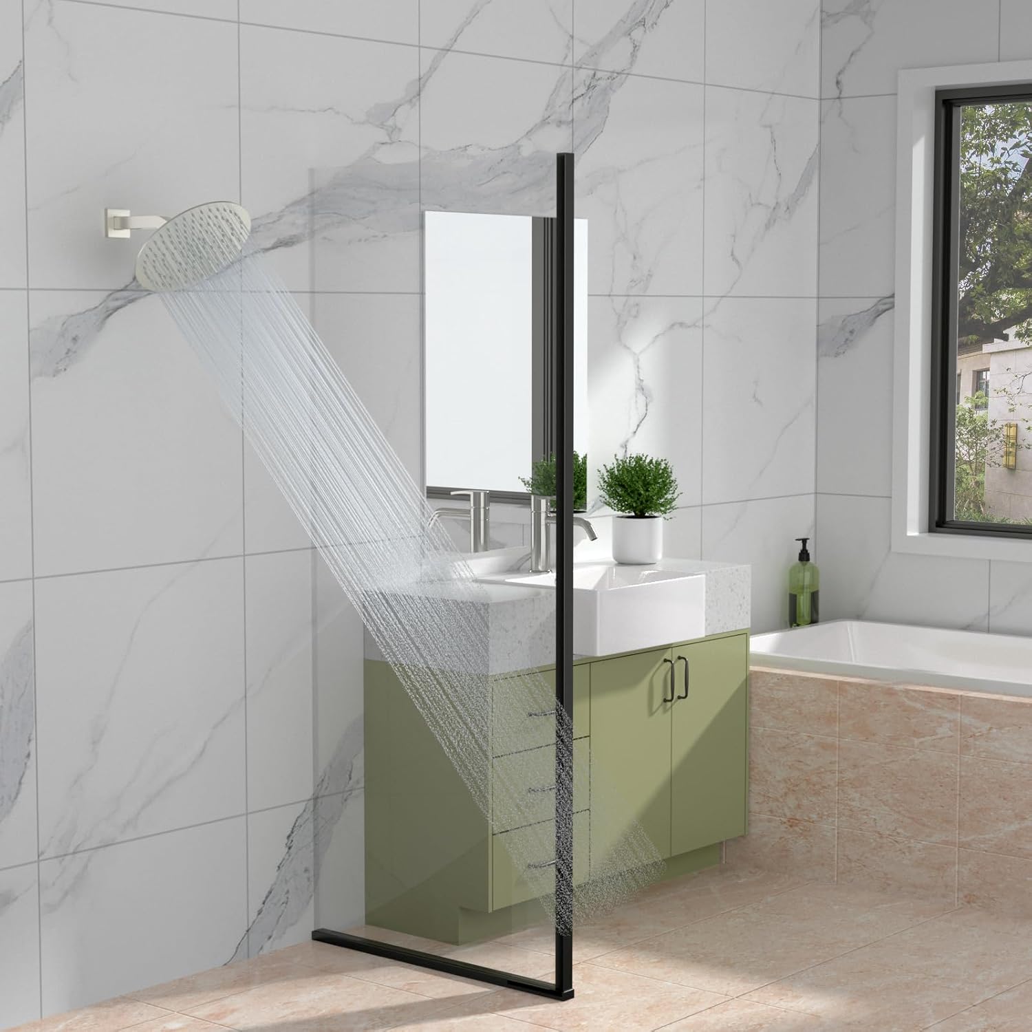 Lordear 6" Stainless Steel Wall Mounted Rain Shower Head Extension Shower Arm  from Lordear