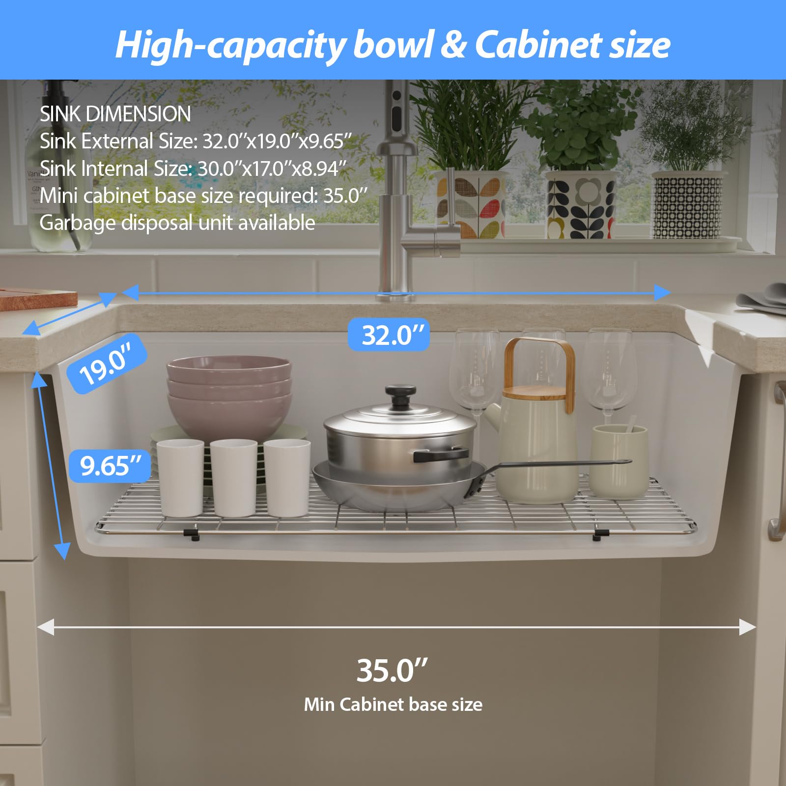 Lordear 32" Quartz Undermount Single Bowl Workstation Kitchen Sink  from Lordear