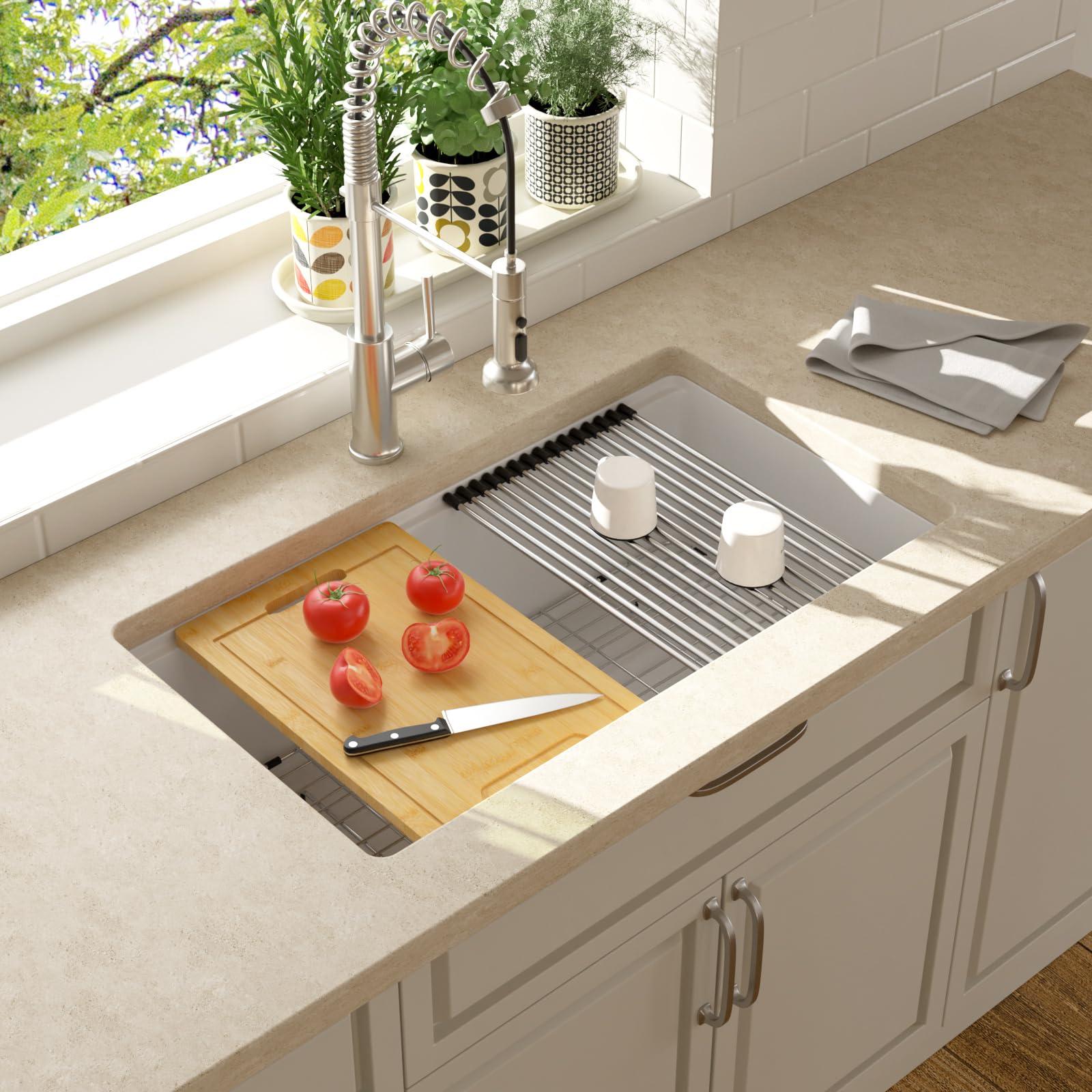 Lordear 32" Quartz Undermount Single Bowl Workstation Kitchen Sink  from Lordear