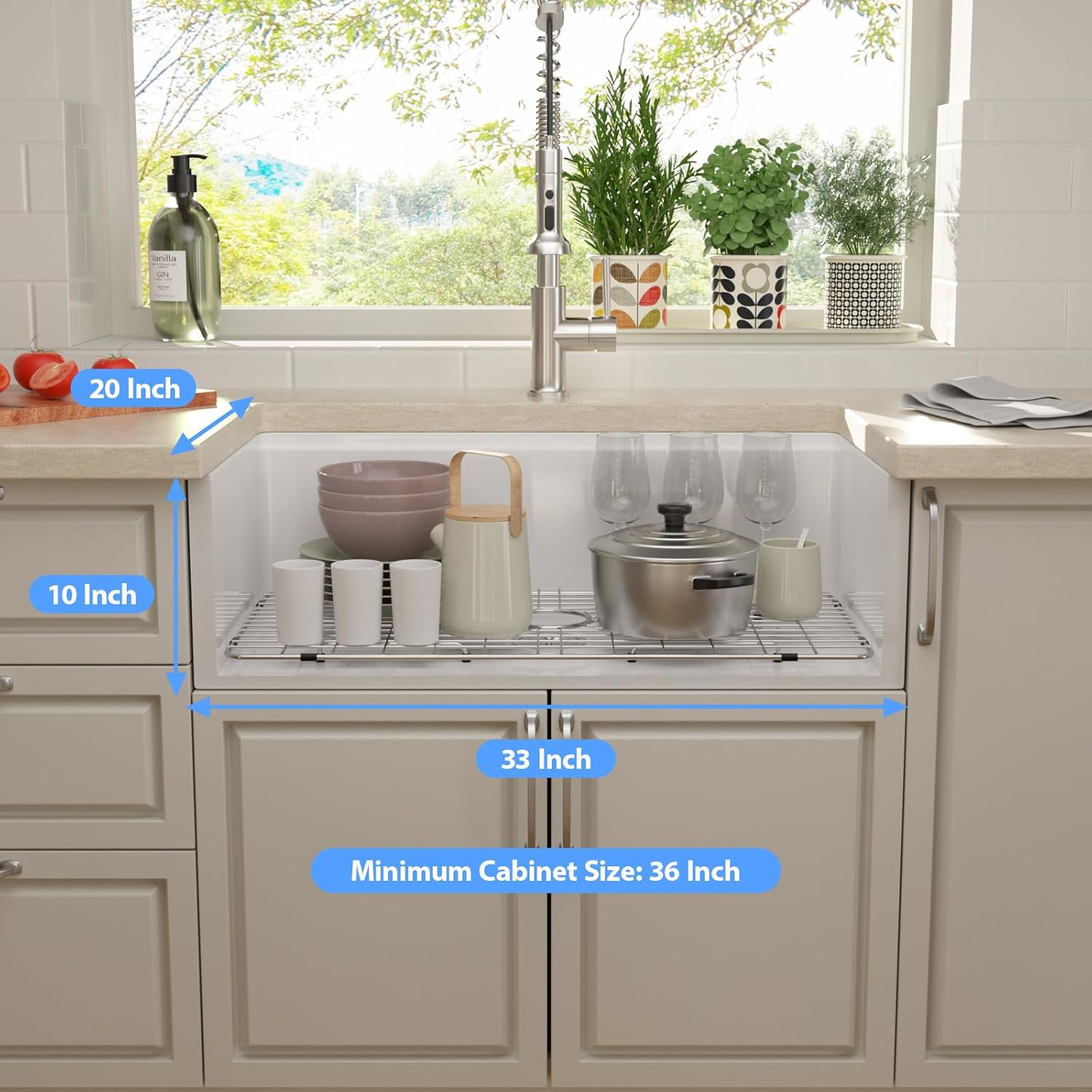 Lordear 33" White Ceramic Apron Front Farmhouse Workstation Kitchen Sinks  from Lordear