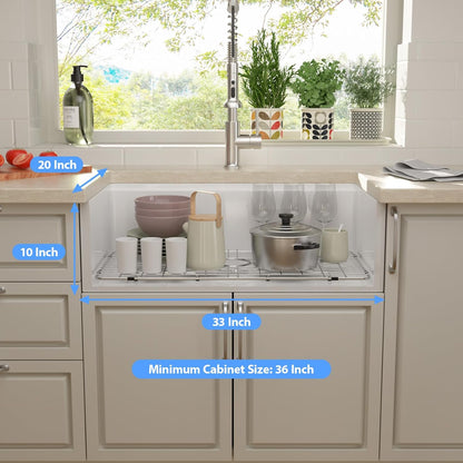 Lordear 33" White Ceramic Apron Front Farmhouse Workstation Kitchen Sinks  from Lordear