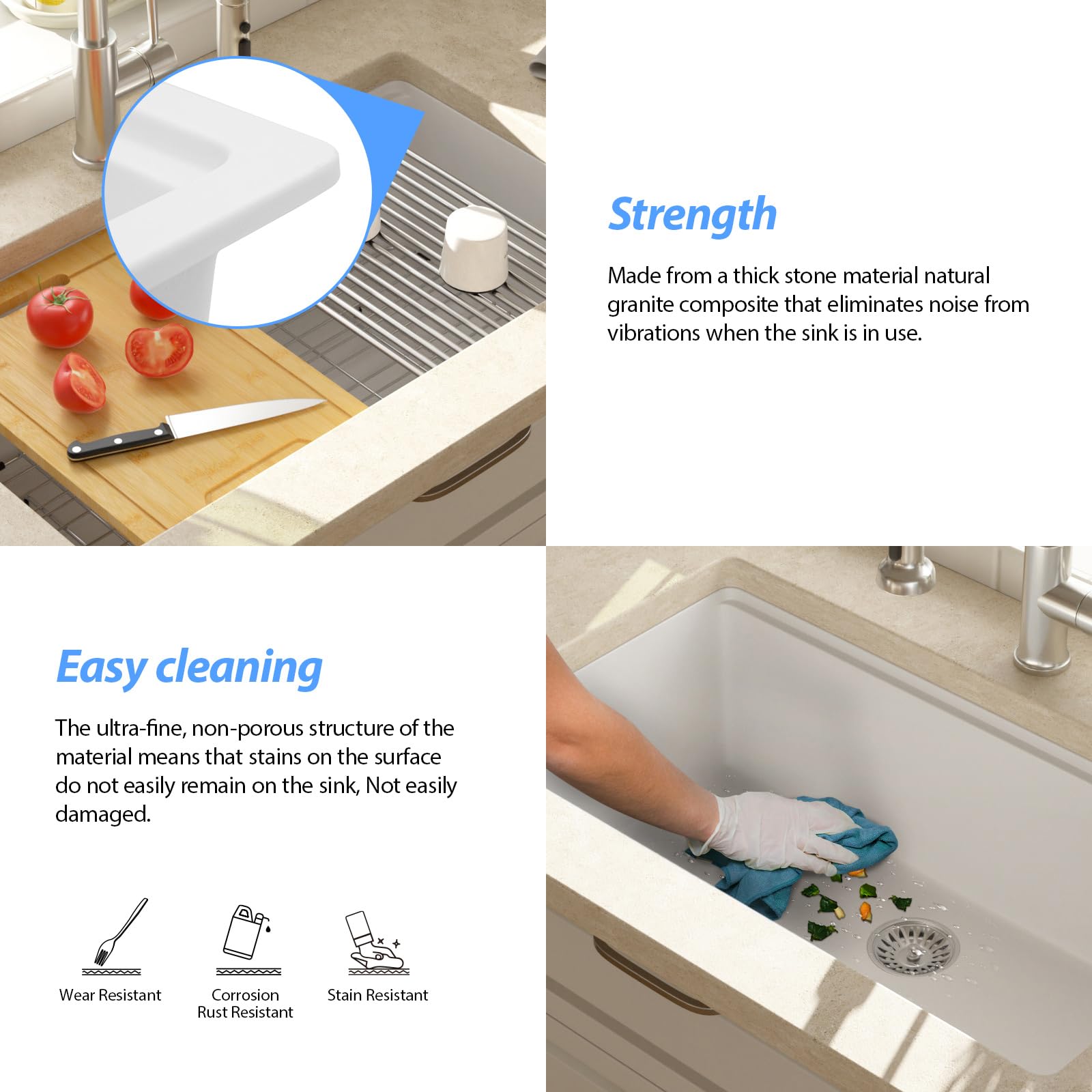 Lordear 32" Quartz Undermount Single Bowl Workstation Kitchen Sink  from Lordear