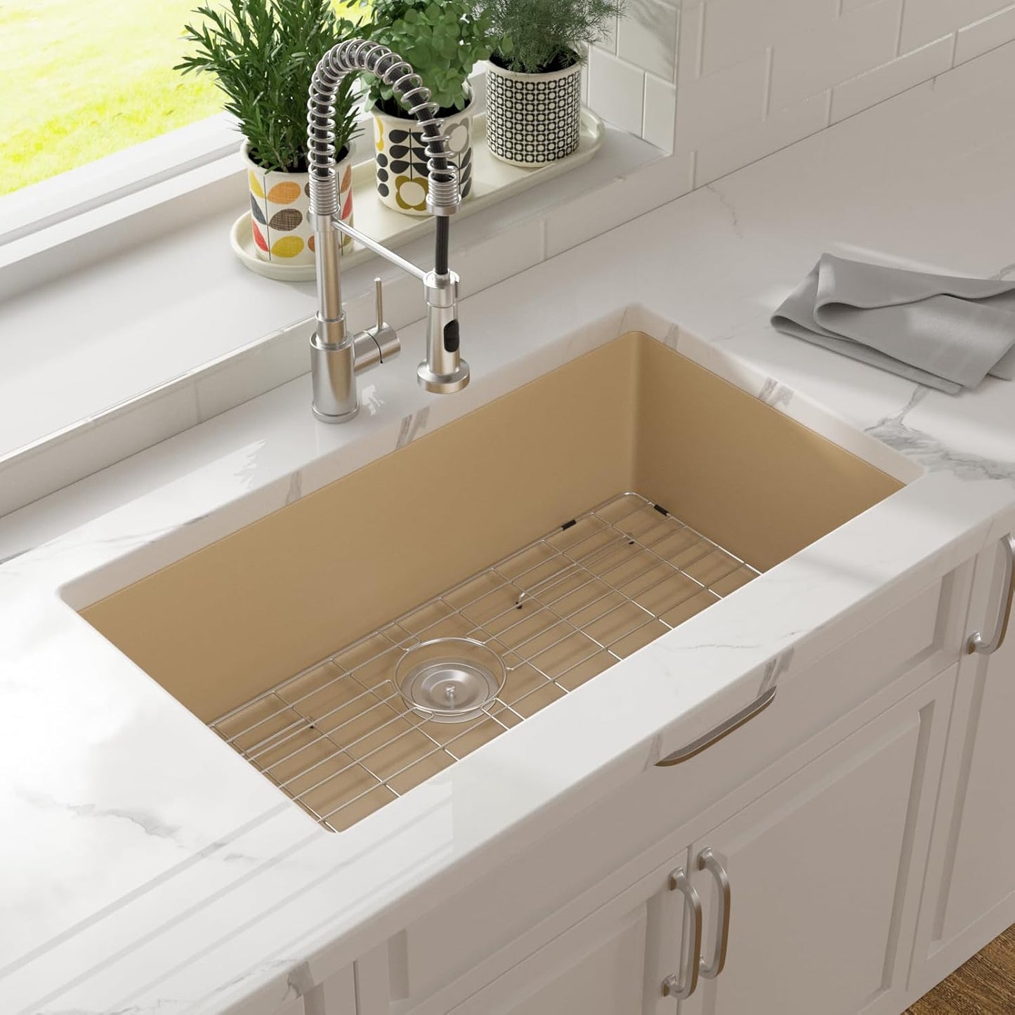 Lordear Stainless Steel Marble Coating Finish Undermount Single Bowl Kitchen Sink  from Lordear