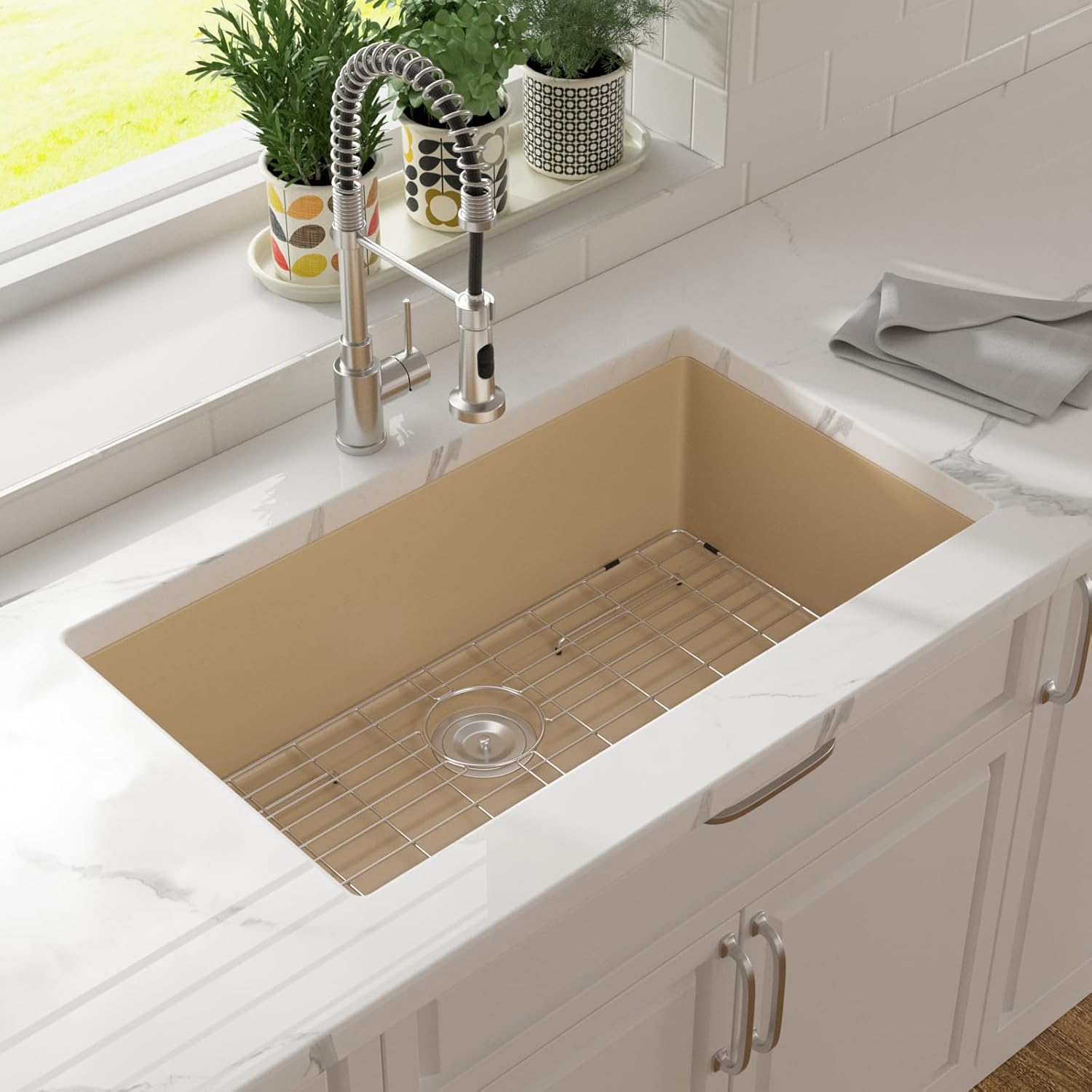 Lordear Stainless Steel Marble Coating Finish Undermount Single Bowl Kitchen Sink  from Lordear