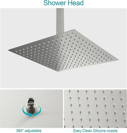 Lordear 16" Stainless steel Square Ceiling Mounted Rain Shower Head with Handheld Shower  from Lordear