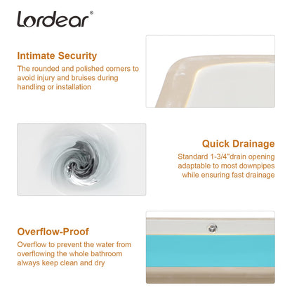 Lordear White Ceramic Rectangle Undermount Bathroom Sink with Overflow  from Lordear