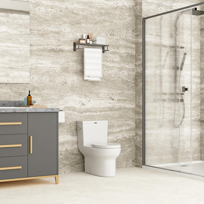 Lordear One Piece Elongated Toilet with Comfort Soft Seat Single Flush 1.28 GPF White Ceramic 12in  Rough-In for Bathroom  from Lordear