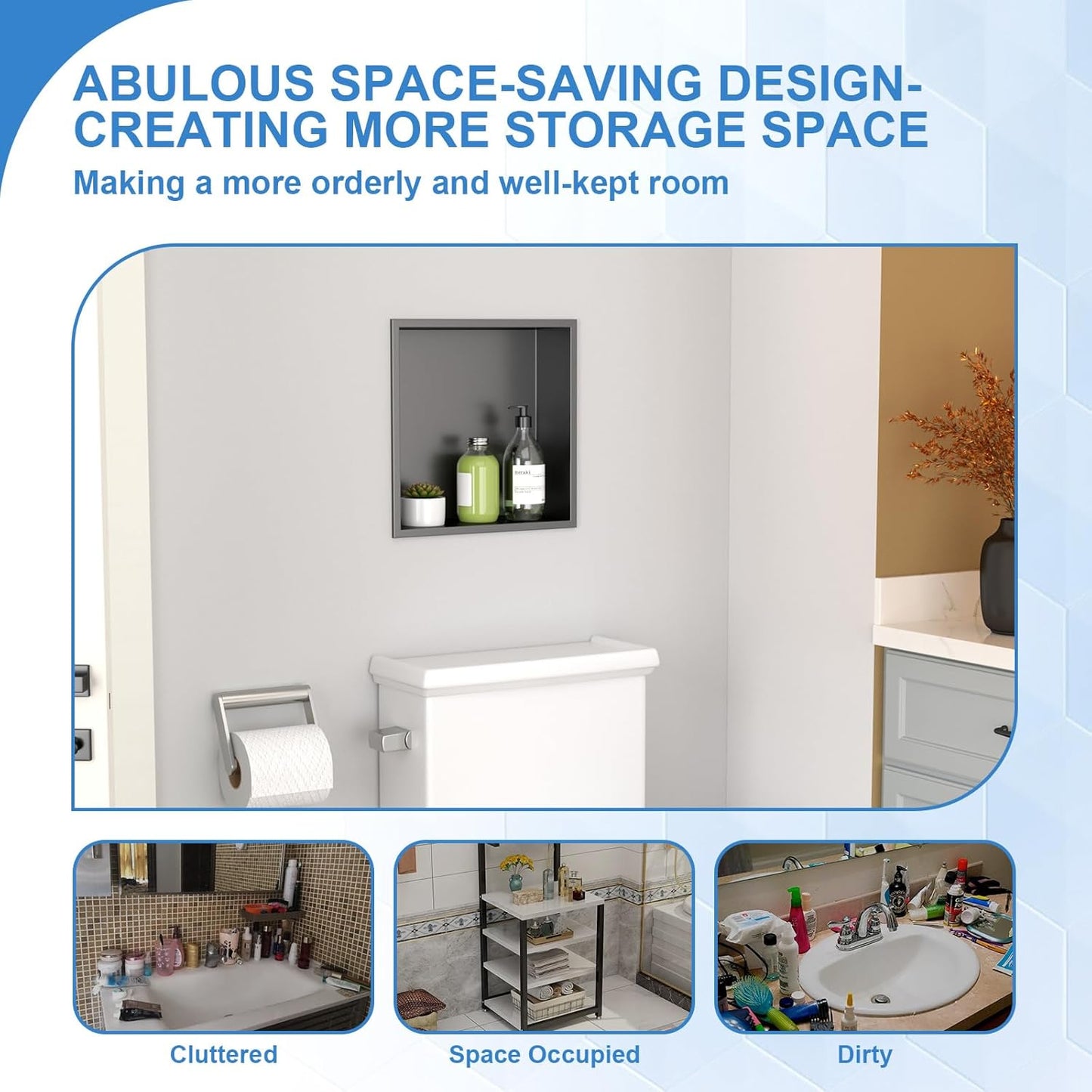 Lordear 12" x 12" Stainless Steel Bathroom Square Recessed Wall Niche  from Lordear