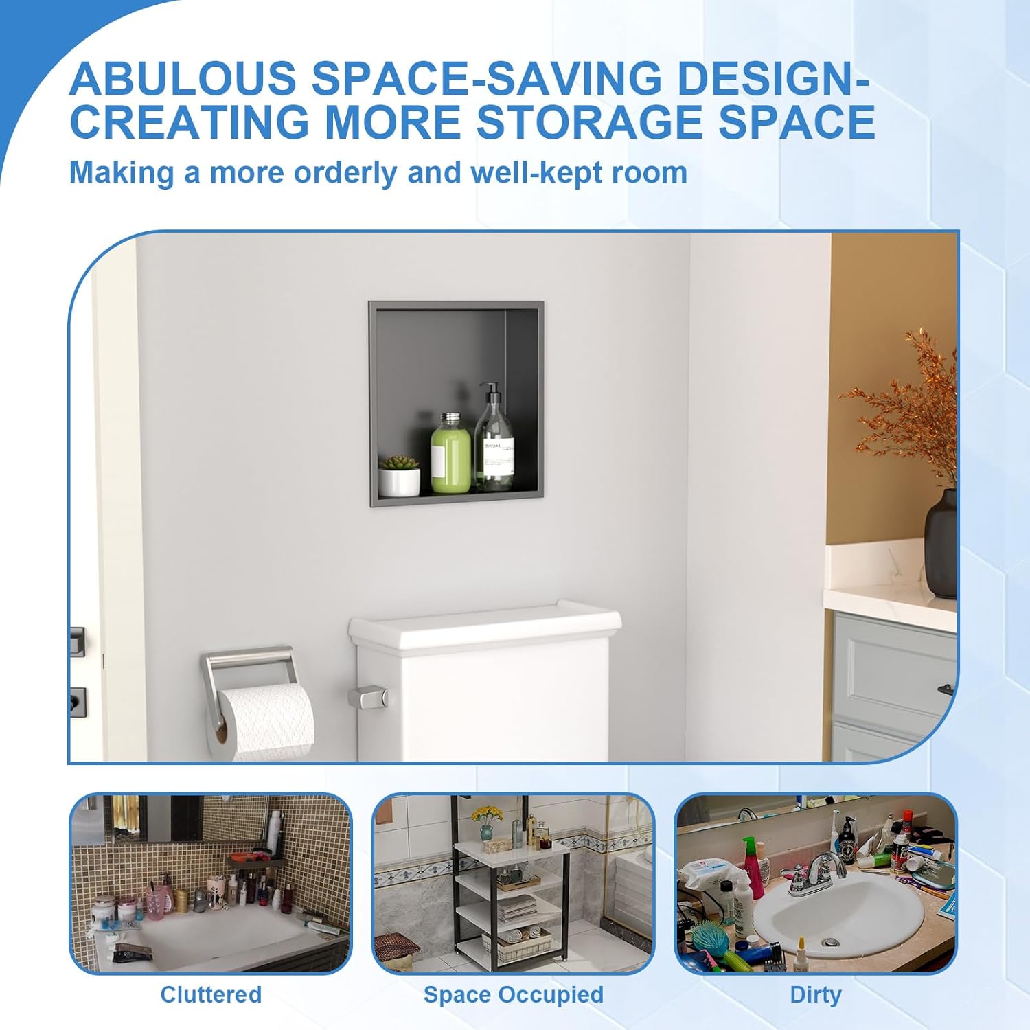 Lordear 12" x 12" Stainless Steel Bathroom Square Recessed Wall Niche  from Lordear