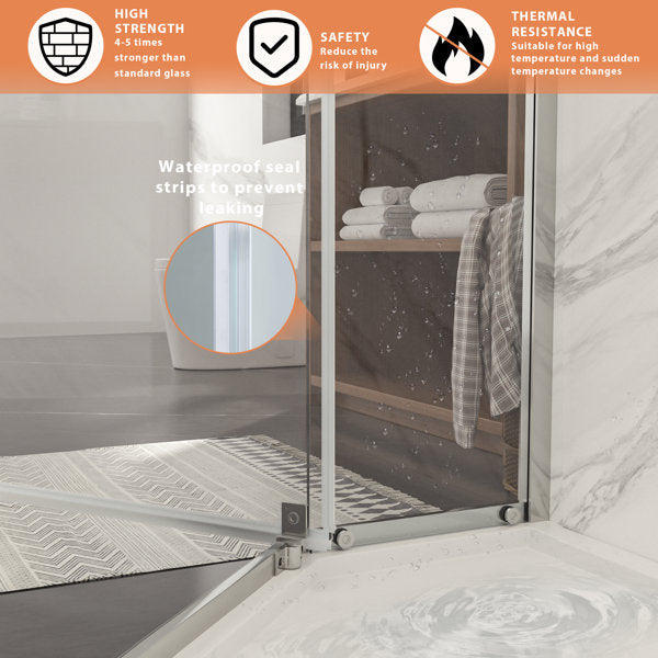 Lordear 72" Tempered Glass Frameless Corner Frame Shower Door  from Lordear