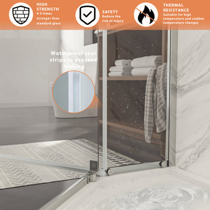 Lordear 72" Tempered Glass Frameless Corner Frame Shower Door  from Lordear