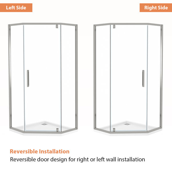 Lordear 72" Tempered Glass Frameless Corner Frame Shower Door  from Lordear