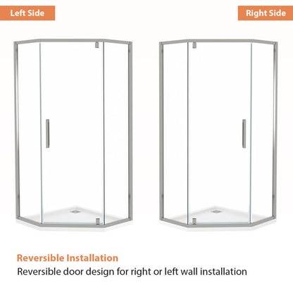 Lordear 72" Tempered Glass Frameless Corner Frame Shower Door  from Lordear