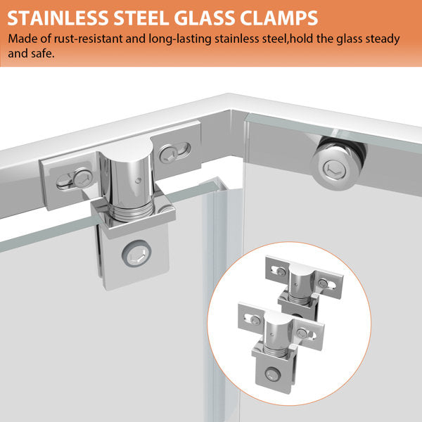 Lordear 72" Tempered Glass Frameless Corner Frame Shower Door  from Lordear