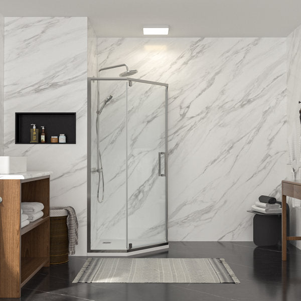 Lordear 72" Tempered Glass Frameless Corner Frame Shower Door  from Lordear