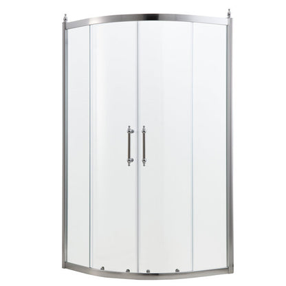 Lordear Tempered Glass Frameless Neo-Round Double Sliding Clear Bathroom Shower Door  from Lordear
