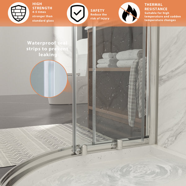 Lordear Tempered Glass Frameless Neo-Round Double Sliding Clear Bathroom Shower Door  from Lordear