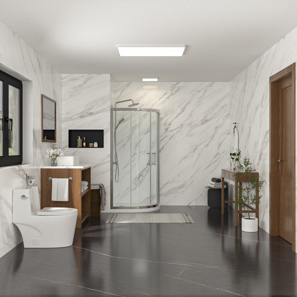 Lordear Tempered Glass Frameless Neo-Round Double Sliding Clear Bathroom Shower Door  from Lordear