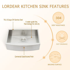 Lordear 30''x20'' Stainless Steel Apron Front Farmhouse Kitchen Sink  from Lordear